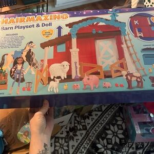 Hairmazing Barn Playset & Doll - Red and Blue